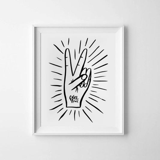 Girl Power Peace Hands Print