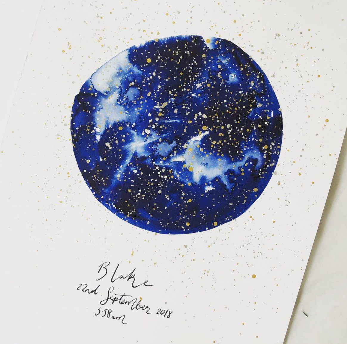 Birth 'Moon Phase' Ink Bloom Painting